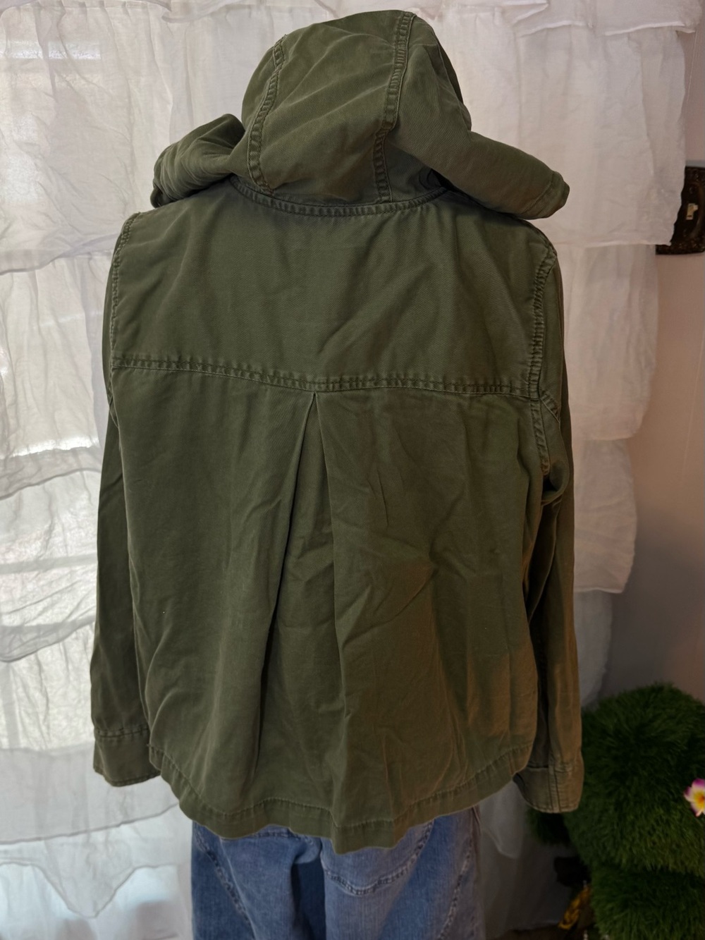 Madewell Olive Green Hooded Utility Military Jacket 100% Cotton - Picture 5 of 16